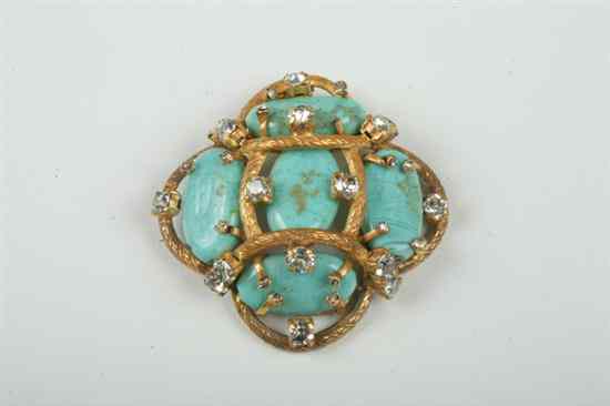 Appraisal: VINTAGE CHANEL TURQUOISE AND RHINESTONE PENDANT s- s Later conveted