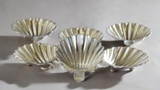 Appraisal: Set of Six Shell form Metal Nut Dishes th c