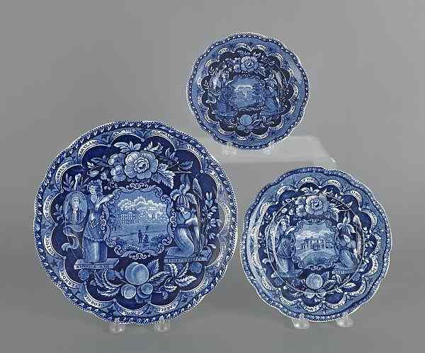 Appraisal: Three Historical blue Staffordshire America and Independence plates th c