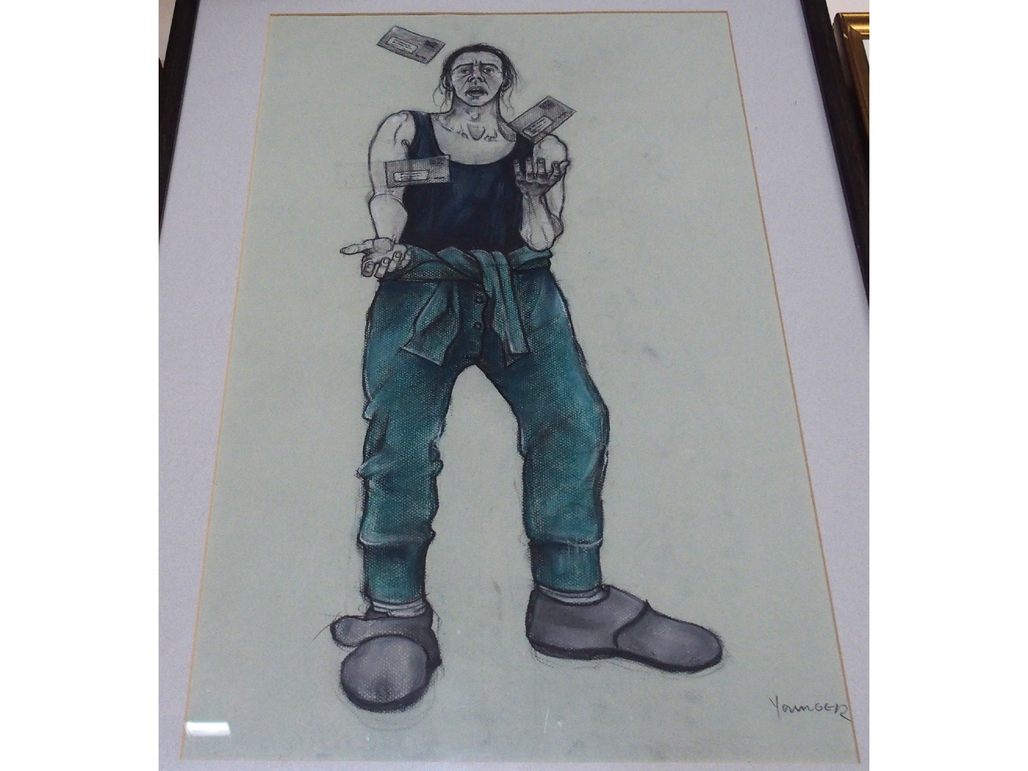 Appraisal: SCOTTISH CONTEMPORARY The Juggler signed Younger pastel and charcoal