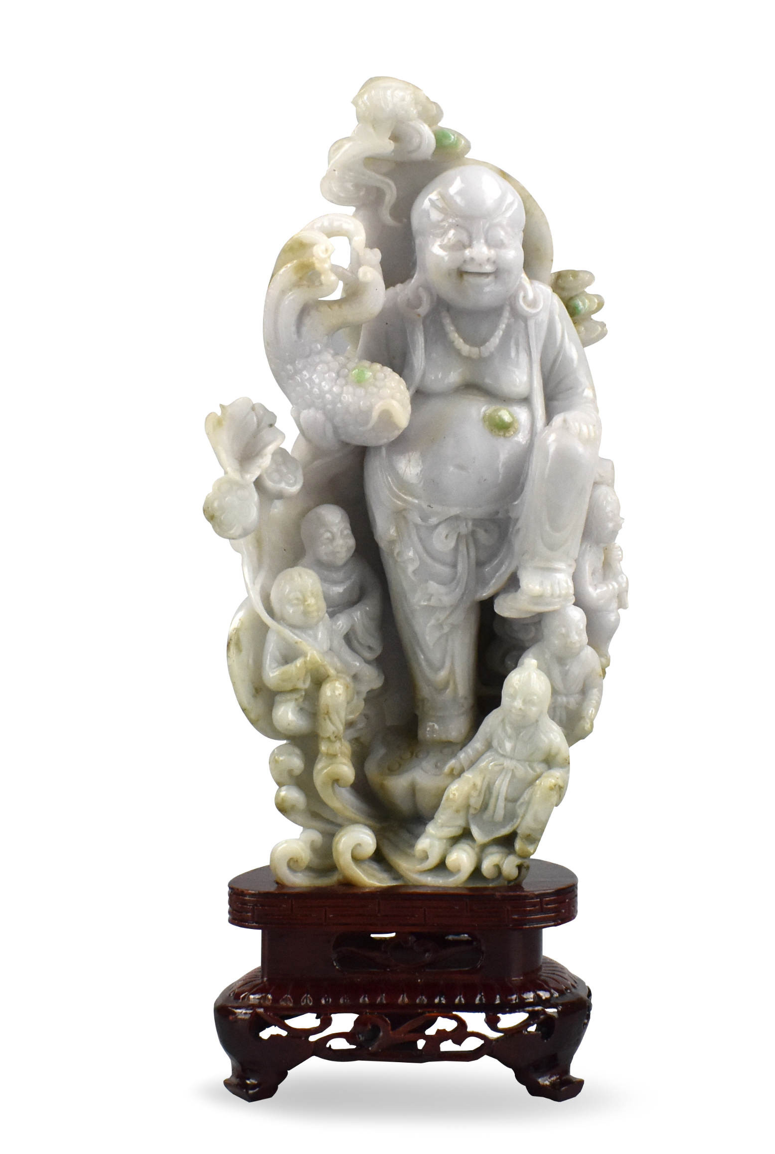 Appraisal: A carved jadeite figure of buddha surrounded by five small