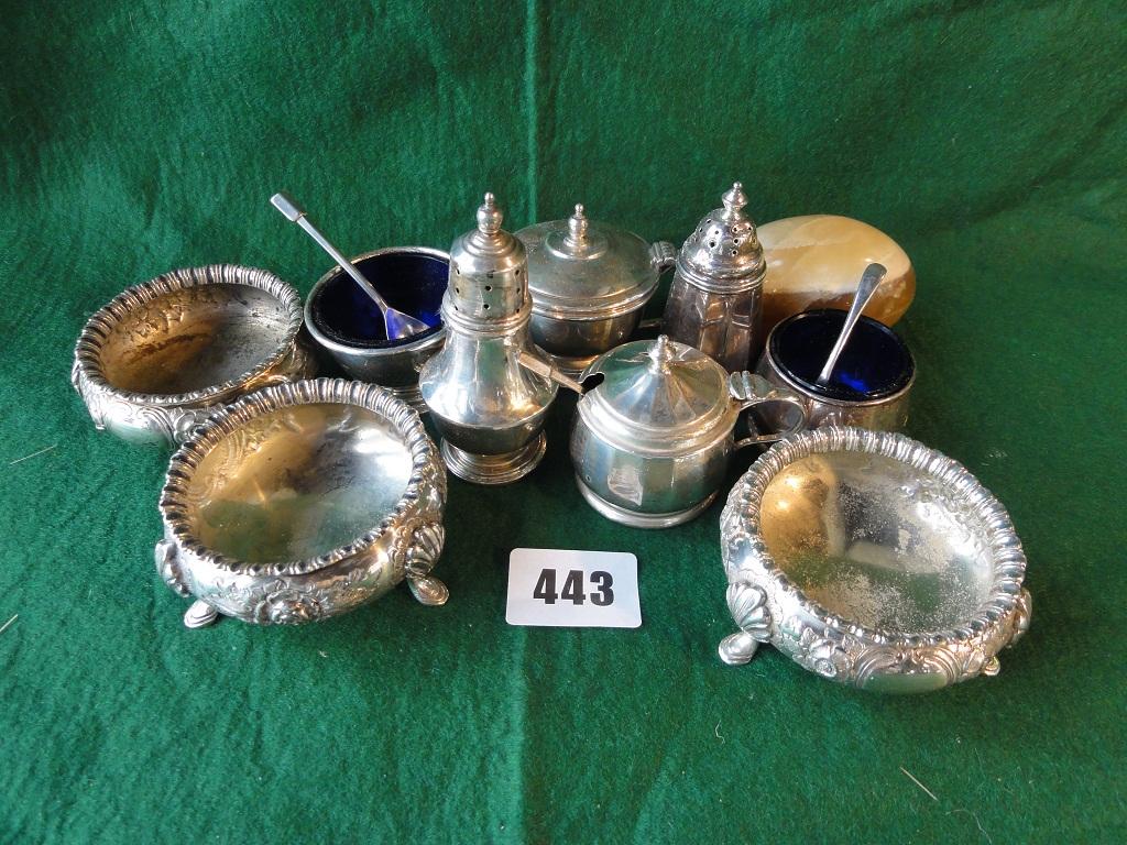 Appraisal: A small selection of silver salts pepper pots mustard pots