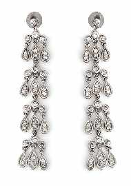 Appraisal: A pair of ct white gold chandelier earrings set with