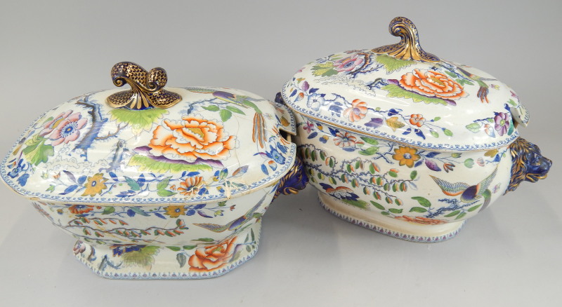 Appraisal: Two similar thC Ironstone tureens and covers one stamped Stone