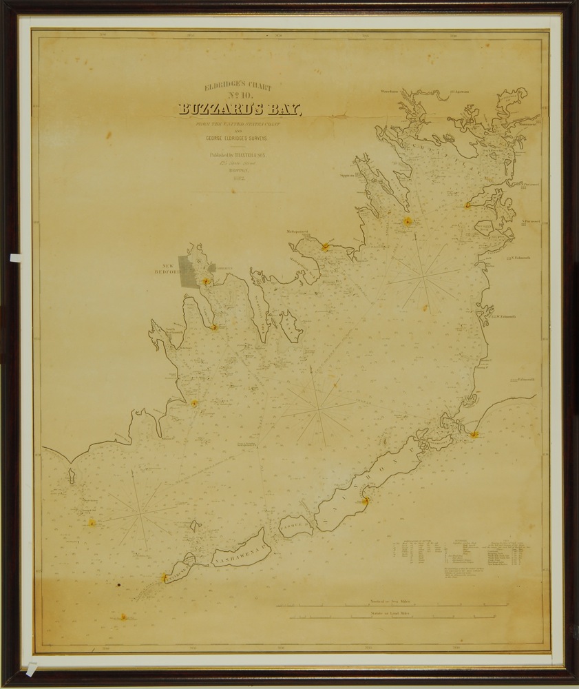 Appraisal: FRAMED NAUTICAL CHART th CenturyEldridge's Chart No Buzzard's Bay from