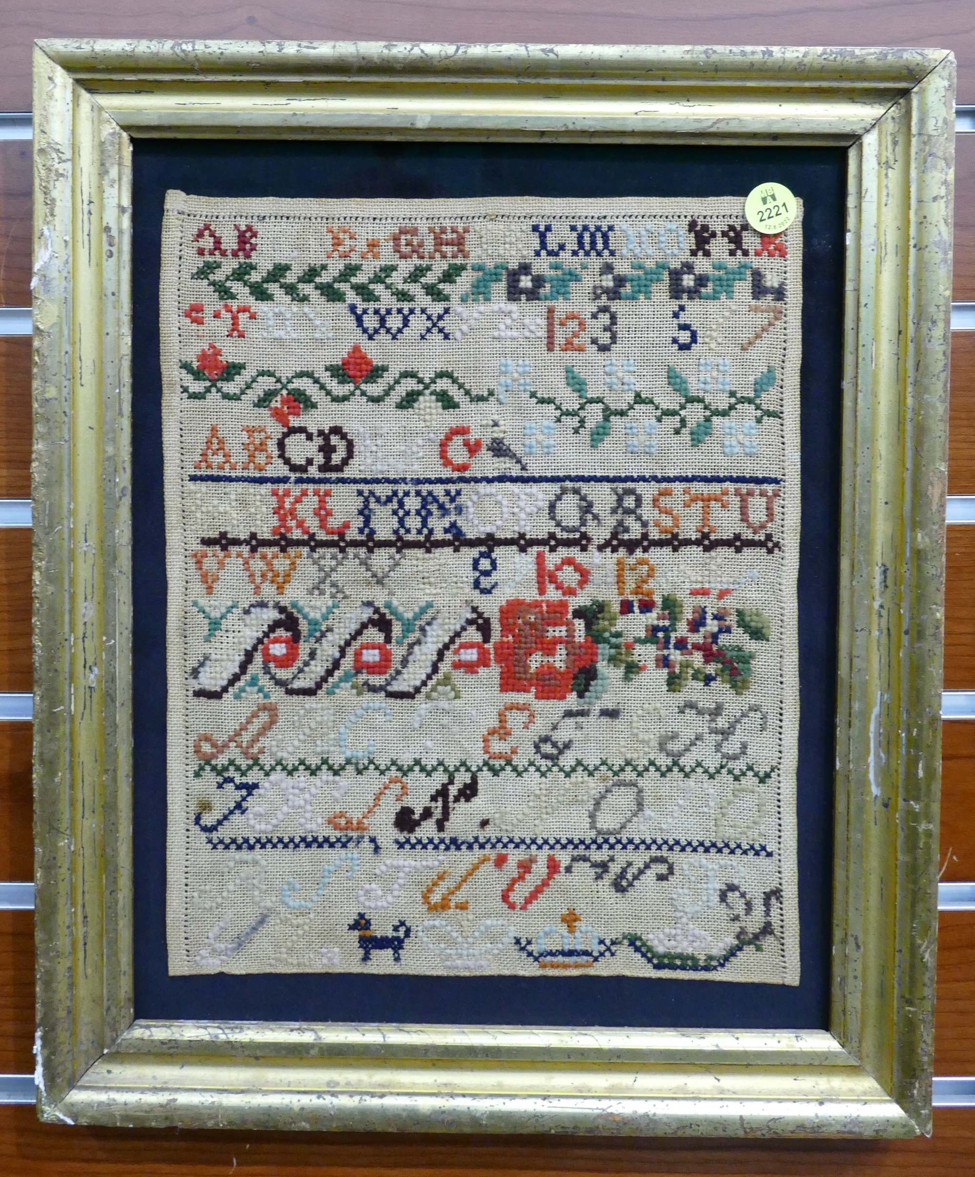 Appraisal: Antique Needlework Sampler Framed- x ''