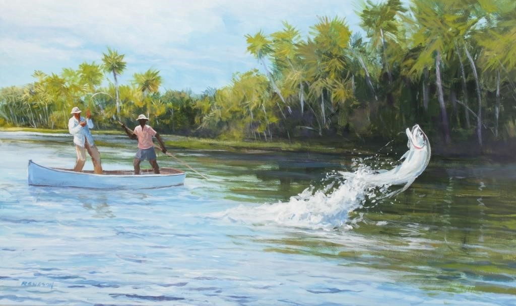 Appraisal: CHET RENESON B Tarpon Fishing signed Reneson lower left acrylic