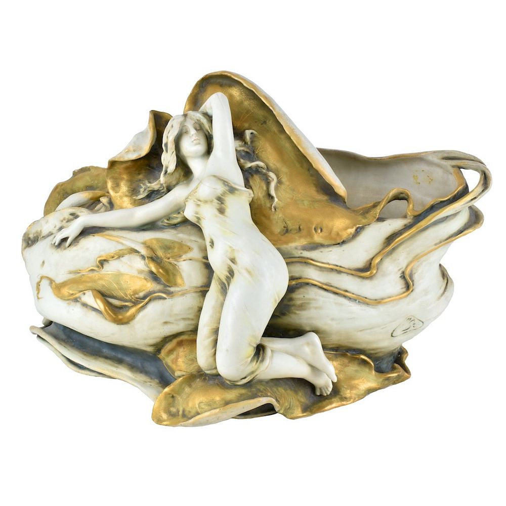 Appraisal: Turn Teplitz Amphora Figural Porcelain Centerpiece Riessner Stellmacher Kessel Turn