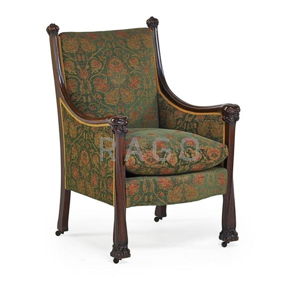 Appraisal: AMERICAN Art Nouveau armchair Condition Report On casters Probably refinished