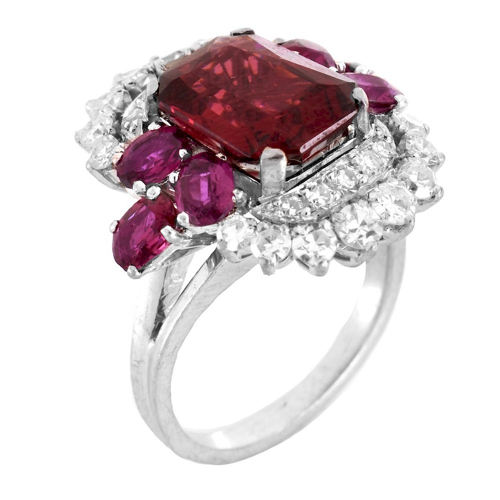 Appraisal: Rubelite Diamond and K Gold Ring Vintage Approx Carat TW