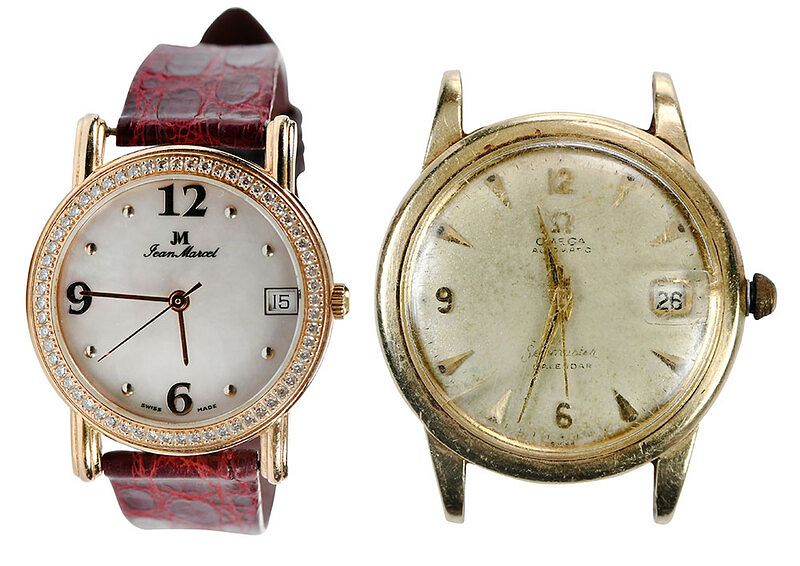 Appraisal: Two Gold Watches Jean Marcel mm case mother of pearl