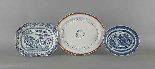 Appraisal: Three Imari palette porcelain platters th c largest - x