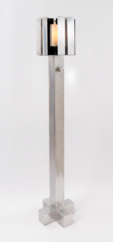 Appraisal: CAMCO BRUSHED ALUMINUM MODERNE FLOOR LAMP Impressive floor lamp with