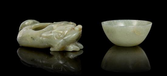 Appraisal: Sale Lot A Celadon Jade Coupe carved in the form