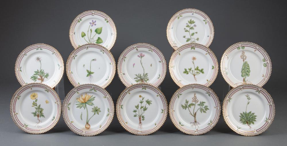 Appraisal: Twelve Royal Copenhagen Flora Danica Porcelain Bread Plates dated -