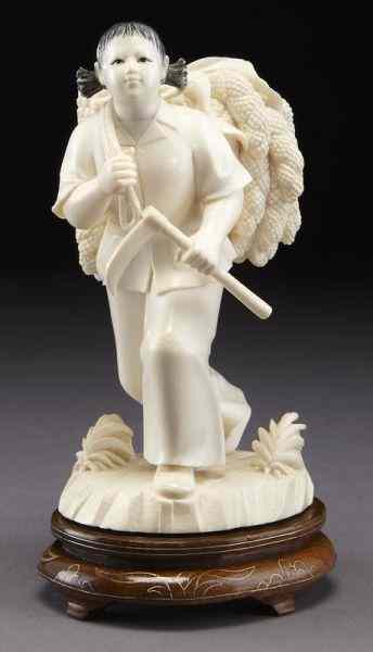 Appraisal: Chinese Cultural Revolution carved ivory girl International buyers should note