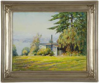 Appraisal: Robert Alexander Graham House in a lakeside landscape signed and