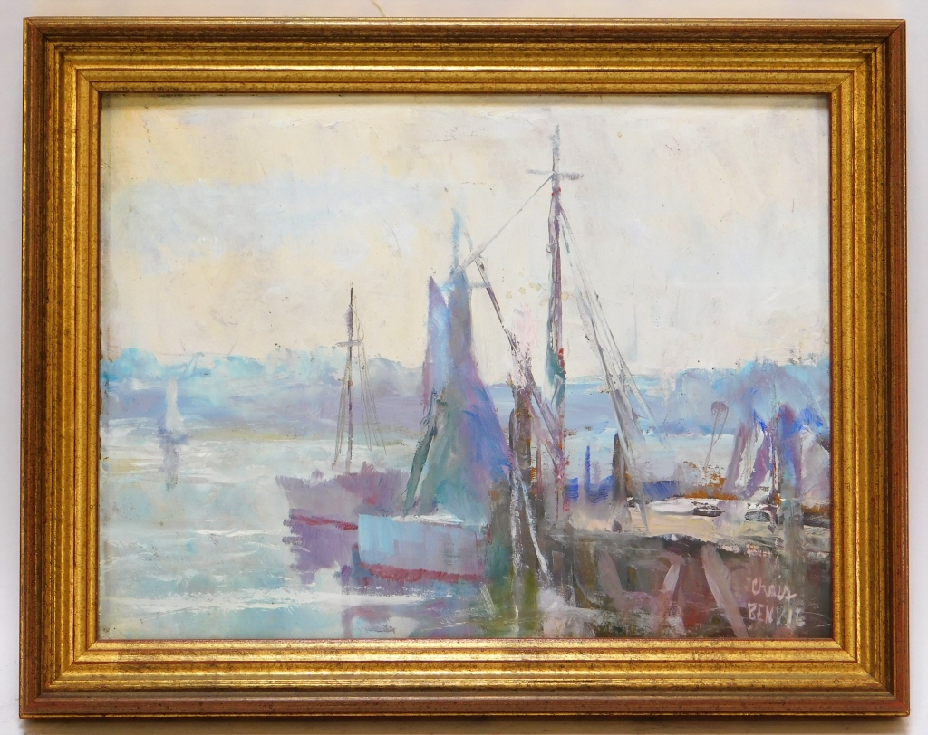 Appraisal: CHRIS BENVIE WICKFORD HARBOR SEASCAPE PAINTING Rhode Island - Impressionist