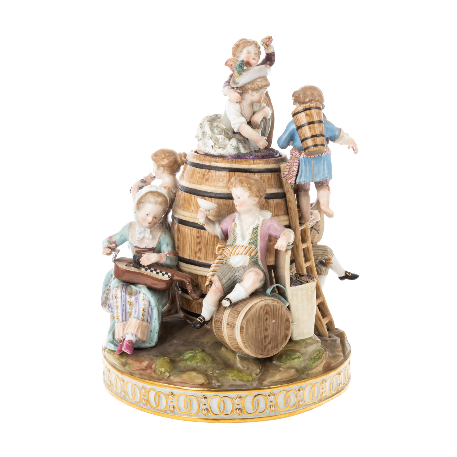 Appraisal: MEISSEN PORCELAIN FIGURAL TOBACCO JAR th century figural group of