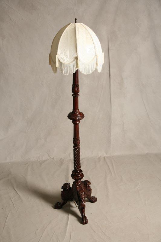 Appraisal: FLOOR LAMP Carved wood with acanthus leaves twist detail and