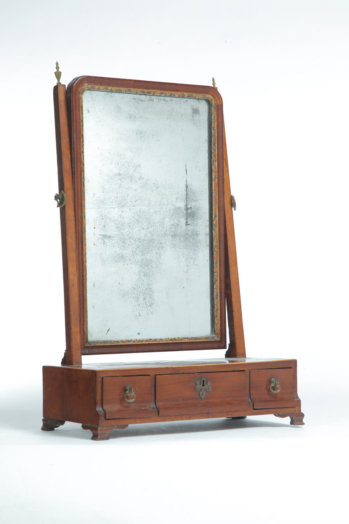 Appraisal: ENGLISH GEORGIAN SHAVING MIRROR Second half- th century mahogany veneer