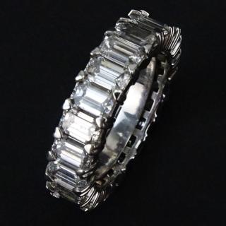 Appraisal: Contemporary Approx Carat Emerald Cut Diamond and Platinum Eternity Band