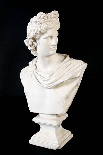 Appraisal: A plaster bust of the Apollo Belvedere height in width