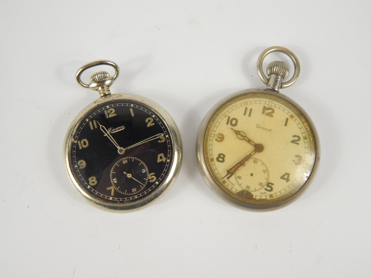 Appraisal: A Grana military open faced keyless wind gentleman's pocket watch