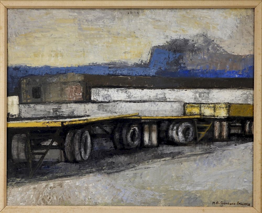 Appraisal: Maria A Gambaro Italian Futurist Truck Painting Italy - Modernist