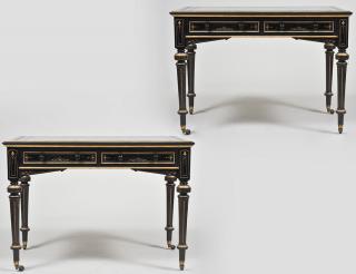 Appraisal: PAIR OF THIRD EMPIRE EBONIZED AND PARCEL GILT WRITING TABLES