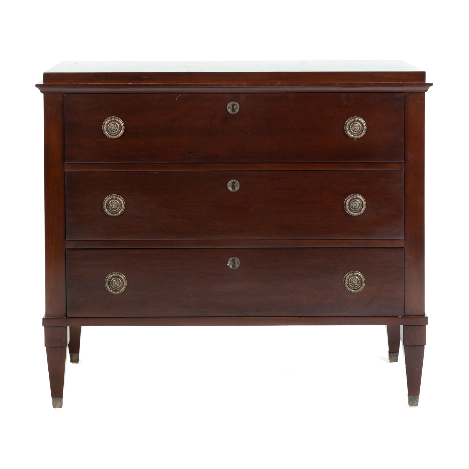 Appraisal: DAVID LATESTA NEO GREC STYLE THREE-DRAWER CHEST th century cherry