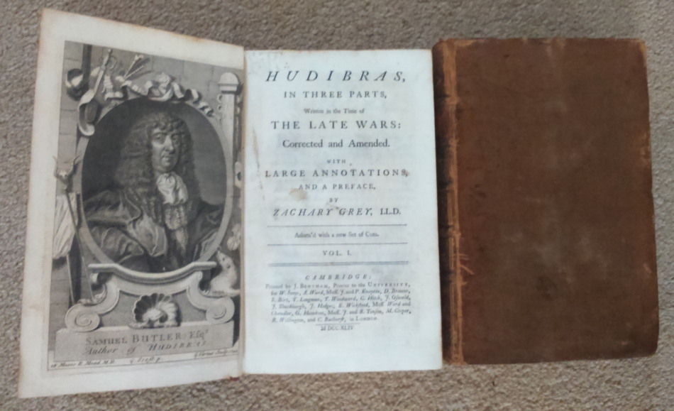 Appraisal: Butler Samuel Hudibras vol engraved portrait frontispiece plates by Hogarth