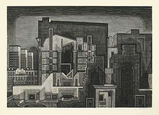 Appraisal: ARMIN LANDECK Demolition Houston Street Engraving x mm x inches