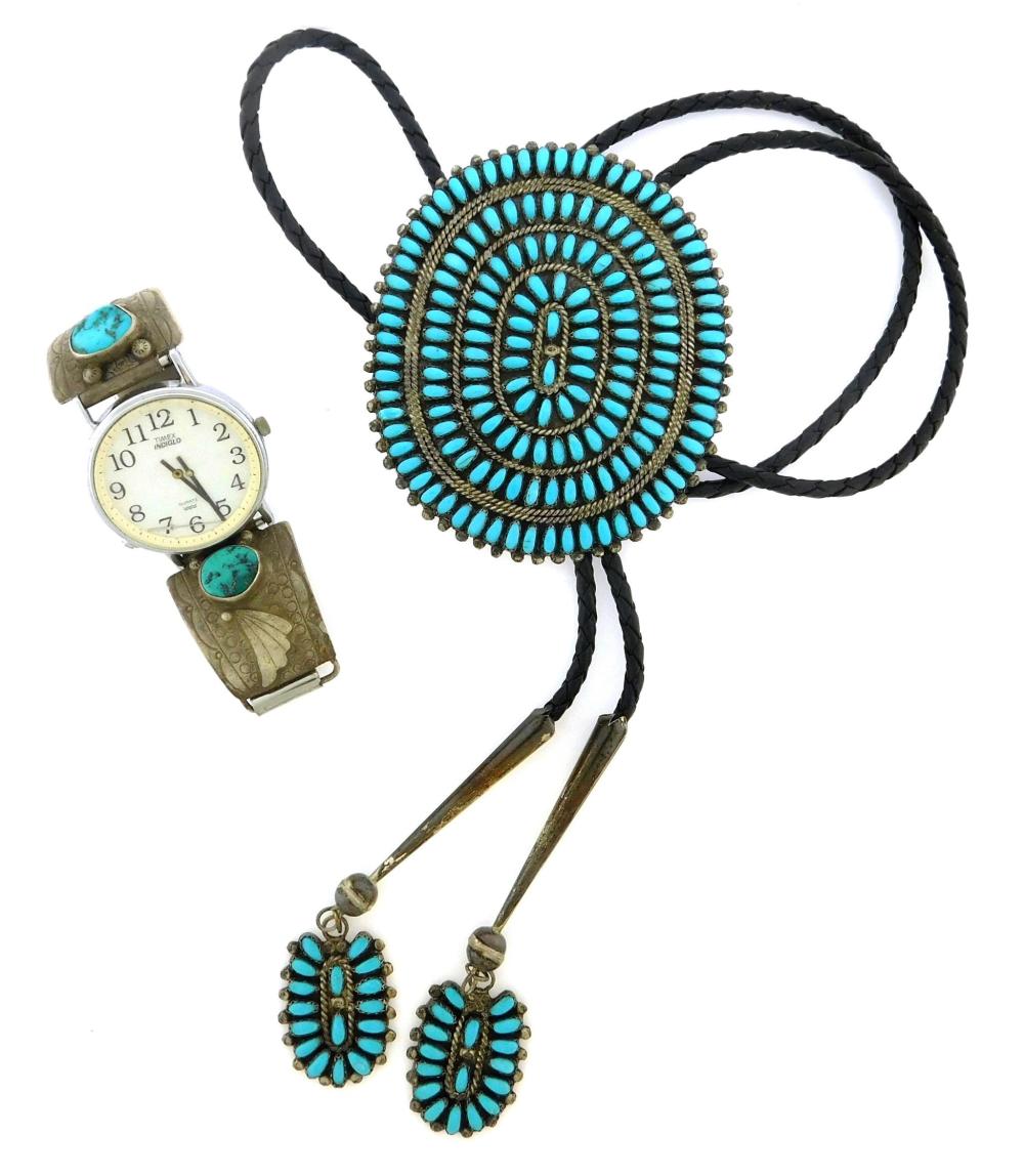 Appraisal: Navajo sterling medallion bolo by Phillip and Virginia Byjoe along