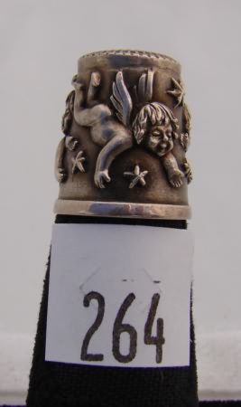 Appraisal: German sterling thimble with angels