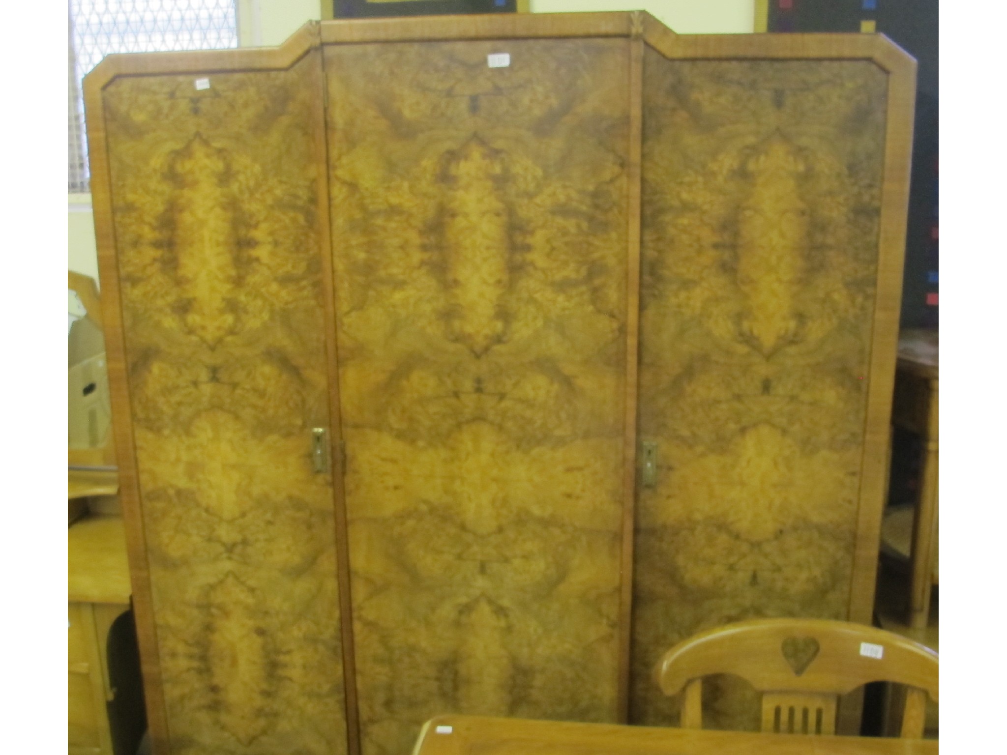 Appraisal: 's walnut three door wardrobe