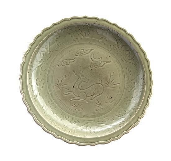 Appraisal: A Longquan Celadon Glazed Porcelain Charger Diameter inches A Longquan