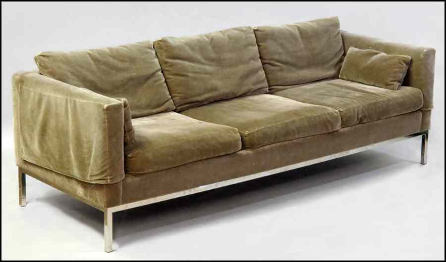 Appraisal: CONTEMPORARY PLUSH UPHOLSTERED SOFA Raised on aluminum legs H ''