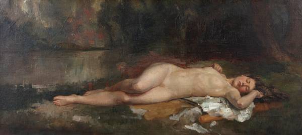 Appraisal: Property of various owners Sleeping nude in a landscape unsigned