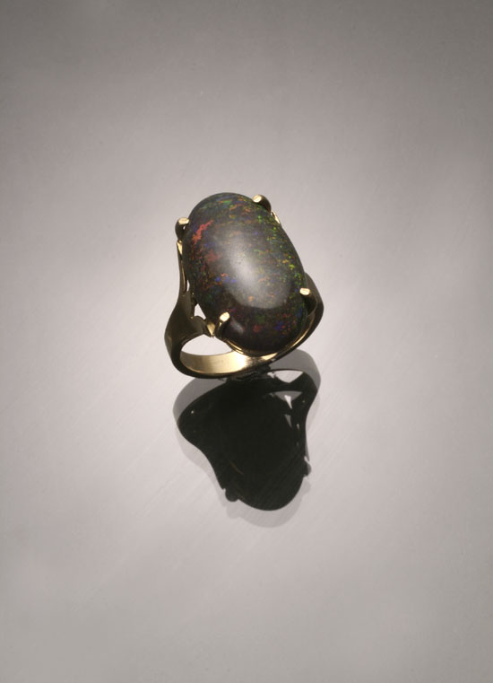 Appraisal: Tested -Karat Yellow-Gold and Black Opal Dinner Ring Set with