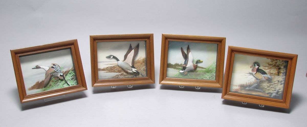 Appraisal: FOUR JOSEPH Q WHIPPLE SHADOW BOX DIORAMAS Circa Canada goose