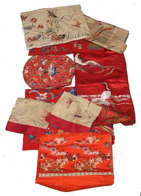 Appraisal: AN INTERESTING WALL COLLECTION OF ORIENTAL TEXTILES Chinese and Japanese