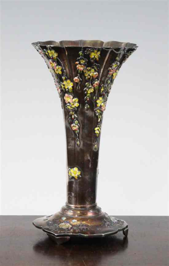 Appraisal: A fine Japanese silver and enamel vase Meiji period -