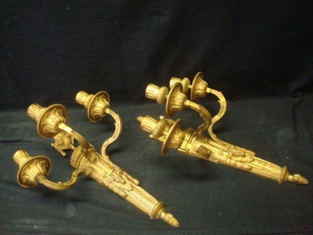 Appraisal: Pair of Bronze Arm Sconces with rams head decoration From