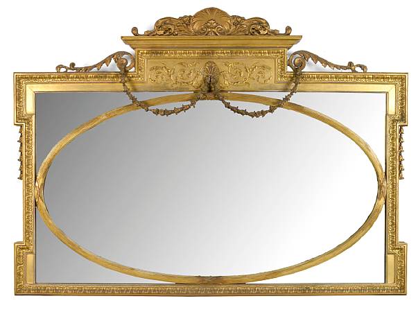 Appraisal: A George III style carved giltwood and gesso overmantel mirror