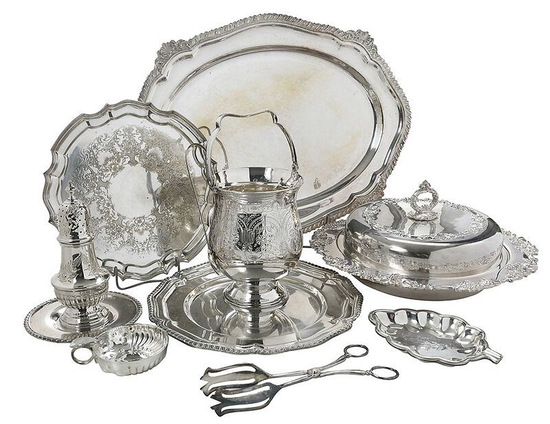 Appraisal: Eleven Pieces Silver Plate th century including large tray with