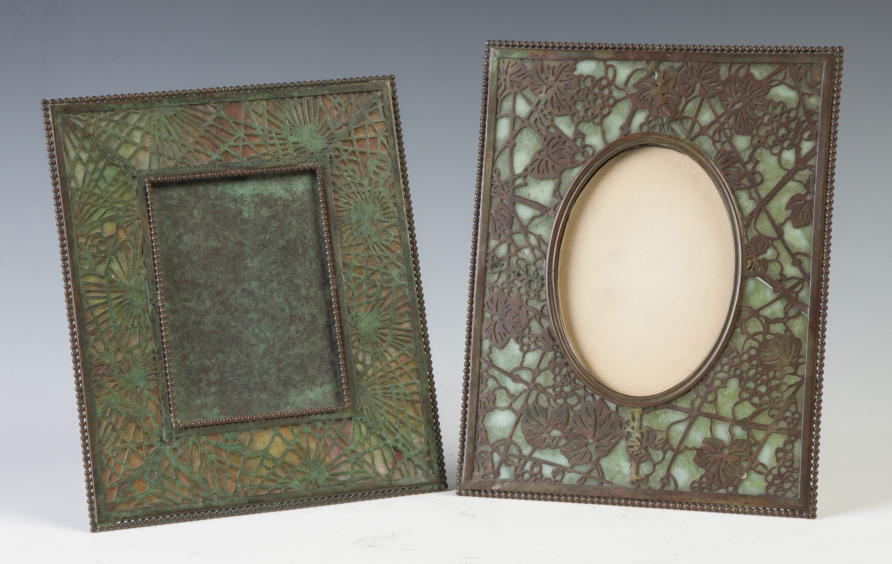 Appraisal: Tiffany Studios Bronze Frame - Grape Leaf Sgn Tiffany Studios