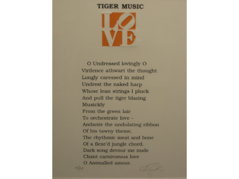 Appraisal: ROBERT INDIANA AMERICAN B TIGER MUSIC THE BOOK OF LOVE