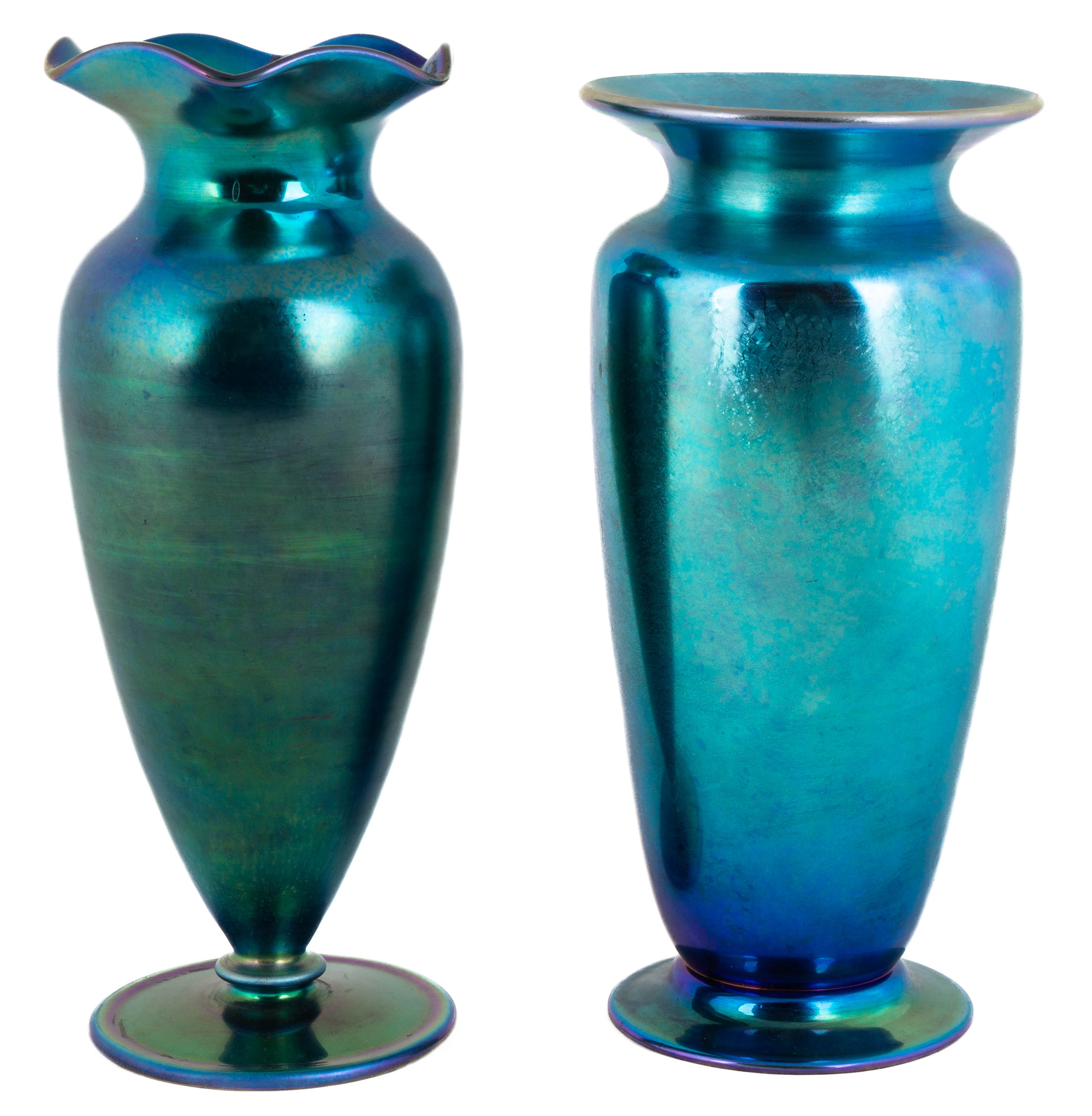 Appraisal: STEUBEN BLUE AURENE VASES Corning NY early th century both