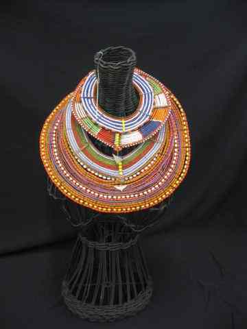 Appraisal: African Tribal Necklaces or Collars colorful beadwork graduated sizes